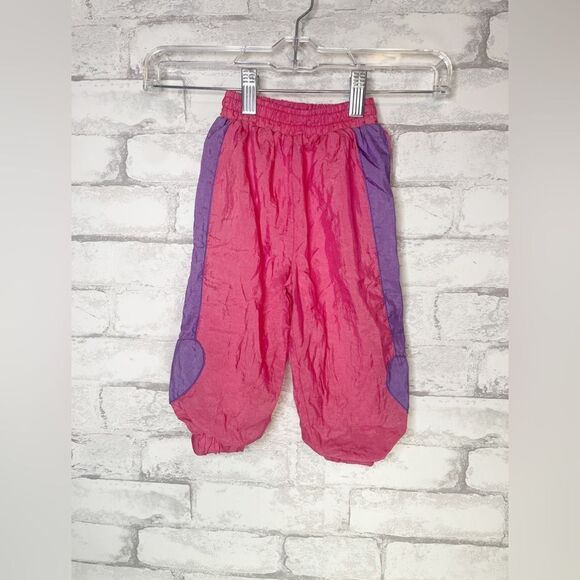 Toddler’s 12m Vintage 80’s Y2K Nylon Track Pant Pantaloons Pink and Purple - Picture 1 of 8